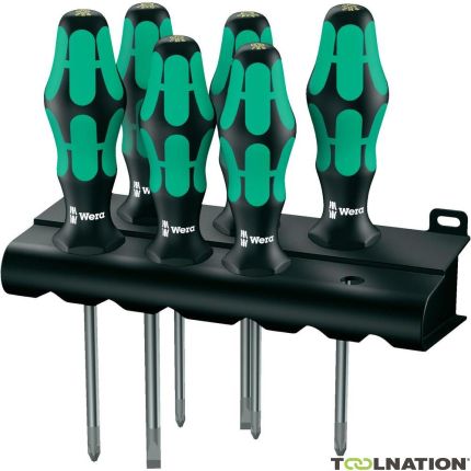 Wera 05105622001 335/350/355/6 Schroevendraaierset Kraftform Plus Lasertip + houder, 6-delig - 2