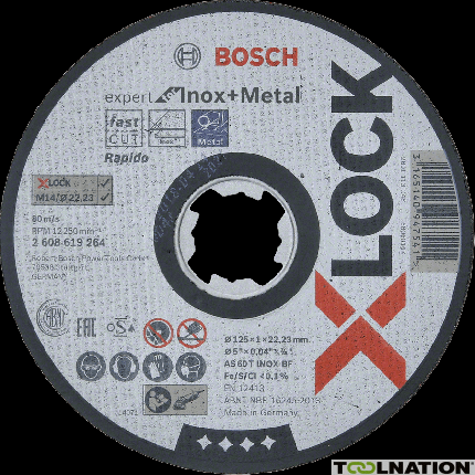 Bosch 2608619264 X-LOCK Doorslijpschijf Expert for Inox + Metal 125 mm AS 60 T INOX BF - 2