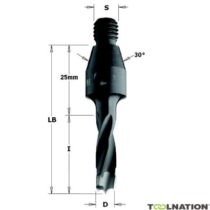 CMT Dreifachbohrer mit Zentrierkonus 30° 5mm, Schaft M10, rechts - 1