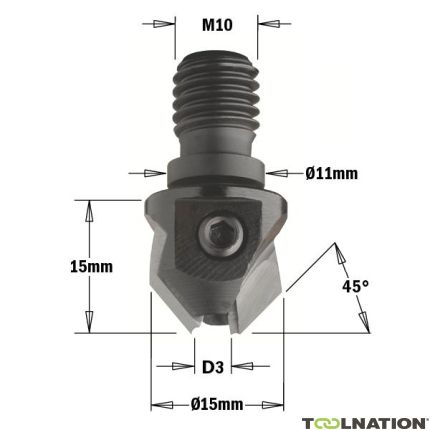 CMT Kegelsenker mit Gewindeanschluss 3 mm, Schaft M10, links - 1