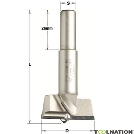 CMT Zylinderkopfbohrer Diamant 15mm, Schaft 10x26, links - 1