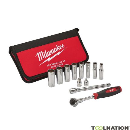 Milwaukee 48229001 48-22-9001 Dopsleutelset 3/8" Metrisch 10-19 mm 12-delig - 1