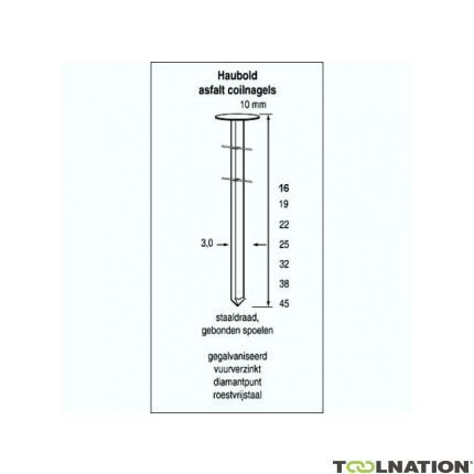 Haubold Befestigung 505848 Asphaltnägel CW 3,0 x 19 mm verzinkt 3000 Stück - 1