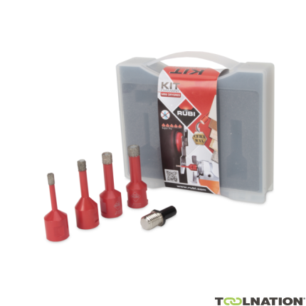 Rubi 50938 Mini Dry Gres Kit - SET WAX DROOGBOREN 6,8,10,12 ADAPTER - 1