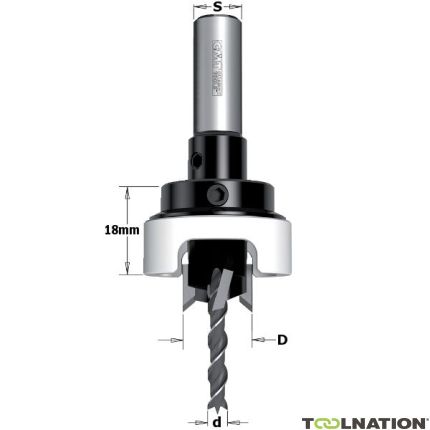 CMT Kegelsenker mit Tiefeneinstellung 12mm, Schaft 10mm, D3: 4mm - 1