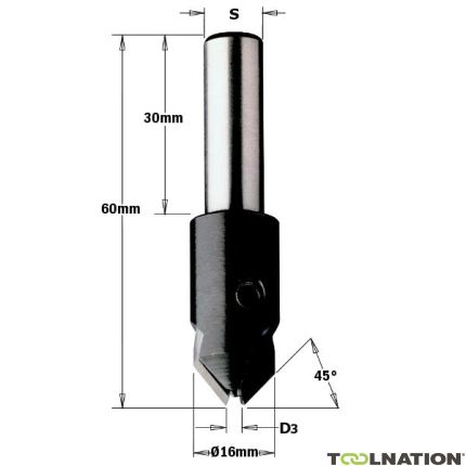 CMT Kegelsenker rechts 16mm, Schaft 10 x 30 - 1