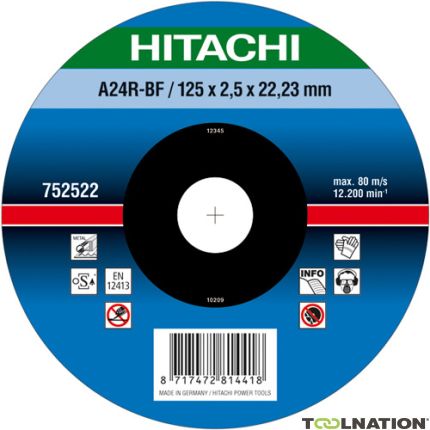 Hitachi Zubehör 752512 A24R Trennscheibe für Metall 125 x 2,5 x 22,23 mm pro 25 Stück - 1