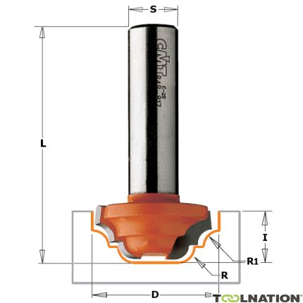 CMT 19 mm Profilfräser R=4 Schaft 6 mm - 1