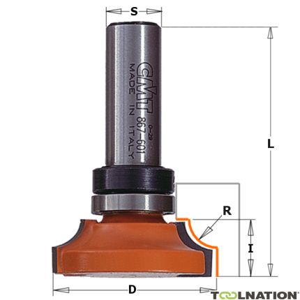 CMT Profilfräser R6,35 + Führungslager am Schaft 38x12,5 mm Schaft 8 mm - 2