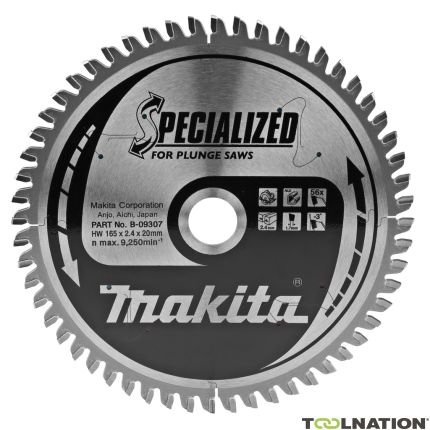 Makita B-09307 HM-zaagblad Specialized Aluminium, Non-ferro en Trespa 165 x 20 x 56T - 2