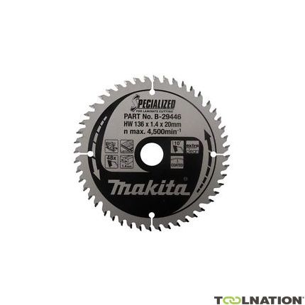 Makita B-29446 Cirkelzaagblad Specialized Laminaat 136 x 20 x 48T - 1