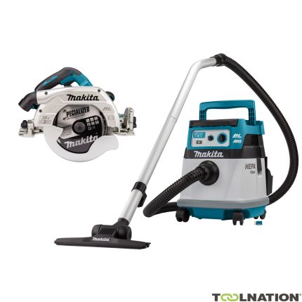 Makita DLX2383UX1 Combiset 2 x 18V met AWS - DHS900 cirkelzaag 235mm + DVC157L stofzuiger  - 1