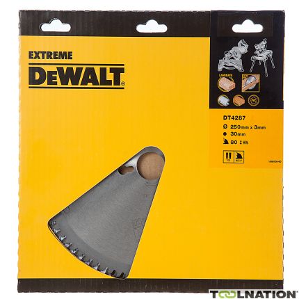 DeWalt DT4287-QZ DT4287 HM zaagblad 250 x 30 x 80T trapezium, negatief 5° - 1