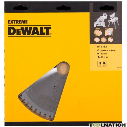 DeWalt DT4352-QZ DT4352 HM zaagblad 250 x 30 x 60T trapezium, negatief 5° - 1