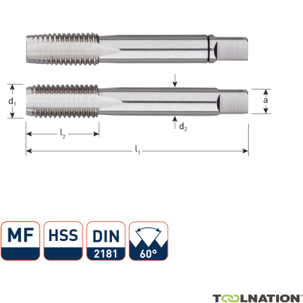 Rotec 3051012 HSS Handgewindeschneidsatz 2 Stück DIN 2181 MF10x1,25 - 1