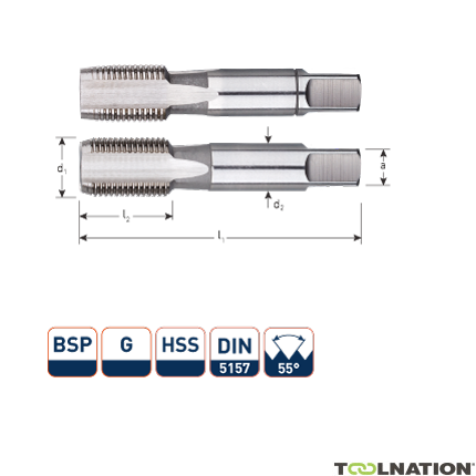 Rotec 3100250 HSS Handgewindeschneidsatz 2 Stück DIN 5157 BSP G 1/4-19 - 1