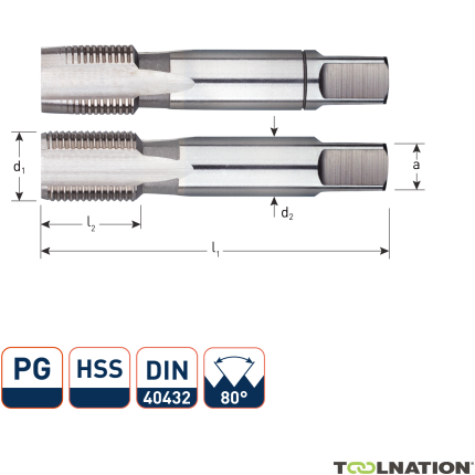 Rotec 3151600 HSS-Handgewindeschneidsatz PG 16-18 - 1