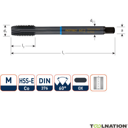 Rotec 331.2400 HSS-E INOX Maschinengewindebohrer DL DIN 376B M24x3,0 VAP - 1