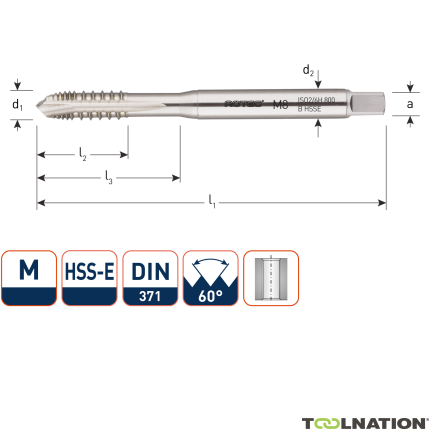 Rotec 333.0600 HSS-E UNI Maschinengewindebohrer DL DIN 371B M 6x1,0/gebrochenes Gewinde - 1