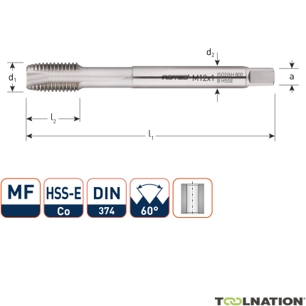 Rotec 335.1820 HSS-E 800 Maschinengewindebohrer DL DIN 374B MF18x2,0 - 1