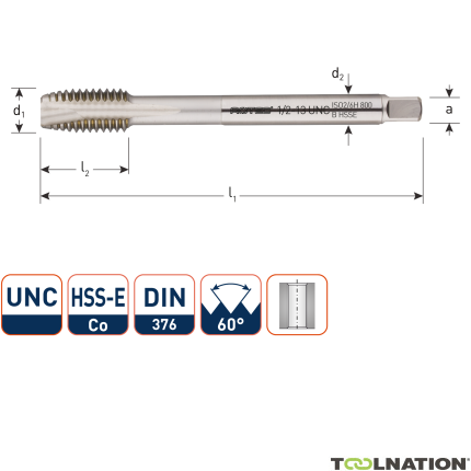 Rotec 338.0240 HSSE 800 M.Gewindebohrer UNC 9/16-12 - 1