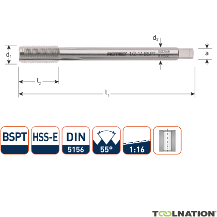 Rotec 342.0010 HSSE 800 M.Gewindebohrer BSPT 3/4-14 - 1