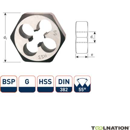 Rotec 377.0750 HSS Sechskantmuttern DIN 382 BSP G 3/4-14 - 1