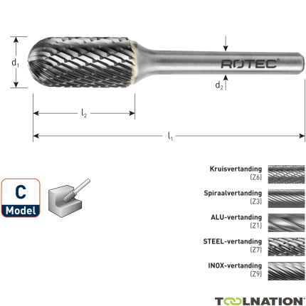 Rotec 4320801 HM-Stiftschneider 8 mm Modell C - 1