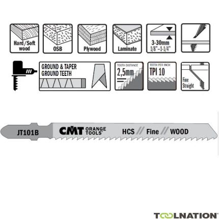 CMT JT101B-5 Stichsägeblätter HCS T-Cut Wood 5 Stück - 1