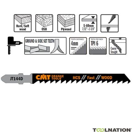 CMT JT144D-5 Stichsägeblätter HCS T-Cut Wood 5 Stück - 1