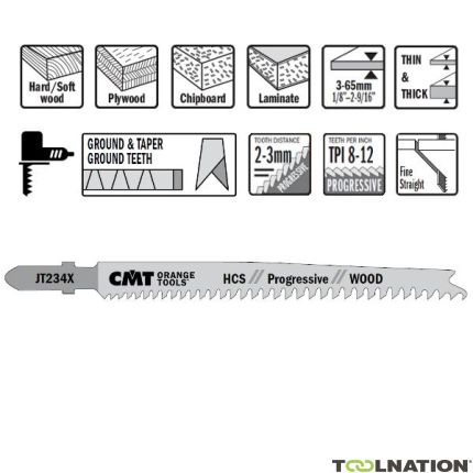 CMT JT234X-5 Stichsägeblätter HCS T-Cut Wood 5 Stück - 1