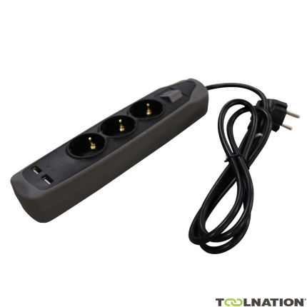 Relectric RELEC492220 Steckdosenleiste 1,5 mtr 3fach 2x USB - 1