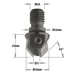 CMT Kegelsenker mit Gewindeanschluss 3 mm, Schaft M10, links