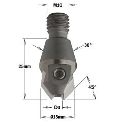 CMT Kegelsenker mit Gewindeanschluss 30° 3mm, Schaft M10, links