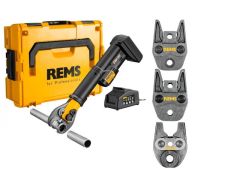 Rems 578X10 R220 Mini-Press S Persmachine AC 22 V Li-Ion Basis Pack Perstang in L-Boxx + 3 bekken naar keuze tot 35mm