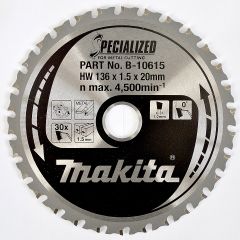 Makita Zubehör B-10615 HM-Sägeblatt Specialized Accu Steel 136 x 20 x 30T