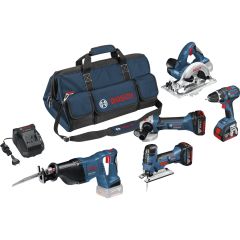 Bosch Blauw 5 Tool Kit 18V - 5 machines + 3 x 4,0Ah Li-Ion Comboset 0615990G8E