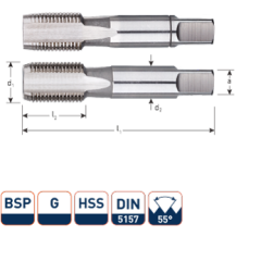 Rotec 3100125 HSS Handgewindeschneidsatz 2 Stück DIN 5157 BSP G 1/8-28