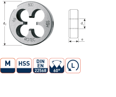 Rotec 360.0500L HSS Rundfräser DIN 223 Metrisch M 5x0,8 Links