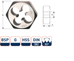 Rotec 377.1500 HSS Sechskantschneidmuttern DIN 382 BSP G 1.1/2-11