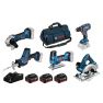 Bosch Blau 5 Tool Kit 18V - 5 Maschinen 3 x Akku 18V 4.0Ah Li-Ion Comboset 0615990L59 - 1