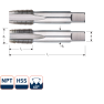 Rotec 3140016 HSS-Handgewindebohrer-Satz 3/8 x 18 NPT (2) - 1